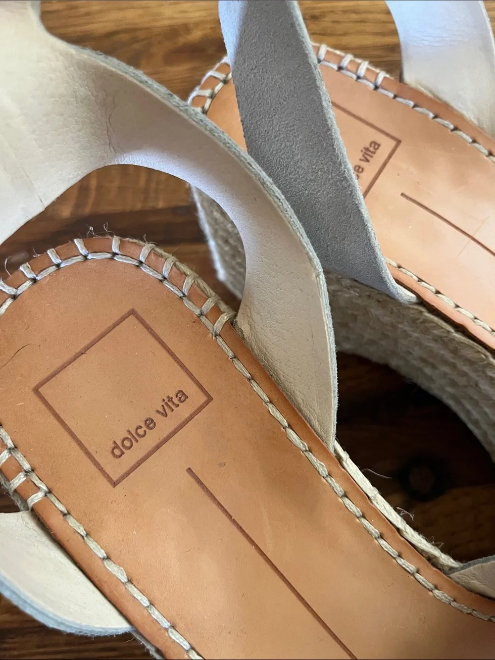 Dolce Vita Light Gray Espadrille Wedge Sandals with Ankle Buckle (Gray)